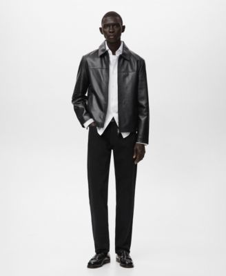 Men's Pockets Leather Jacket