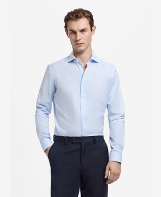 Men's Slim-Fit Micro-Print Twill Dress Shirt