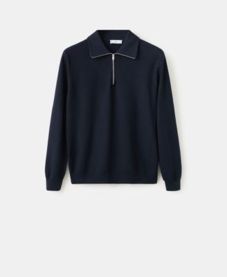 Men's Zipper Collar Microstructure Sweater