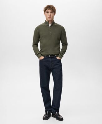 Men's Zip Neck Ribbed Sweater
