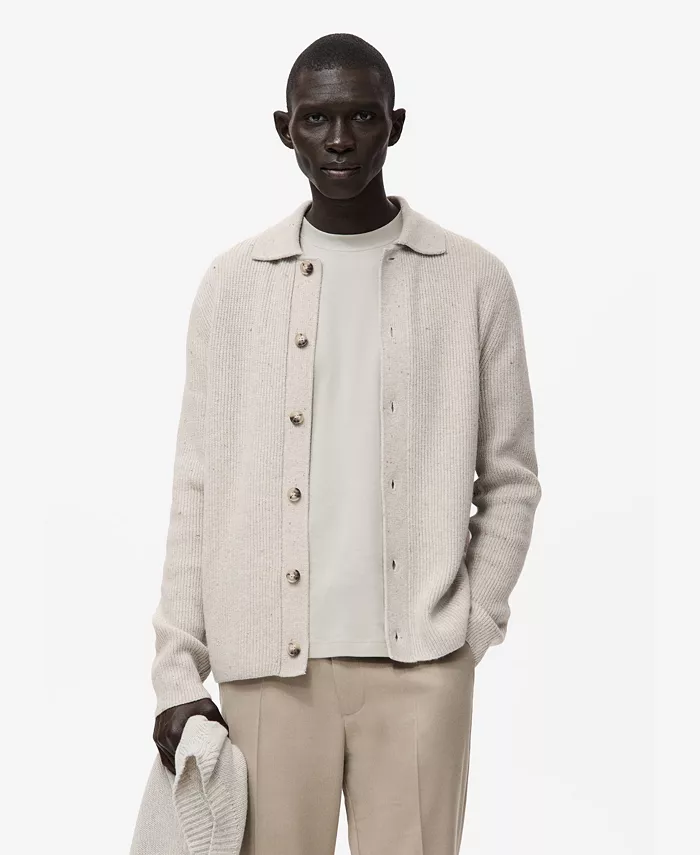 Men's Ribbed Knit Cardigan Sweater