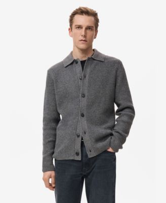 Men's Ribbed Knit Cardigan Sweater
