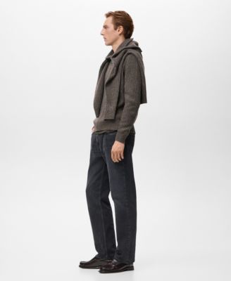 Men's Zipper Ribbed-Knit Cardigan