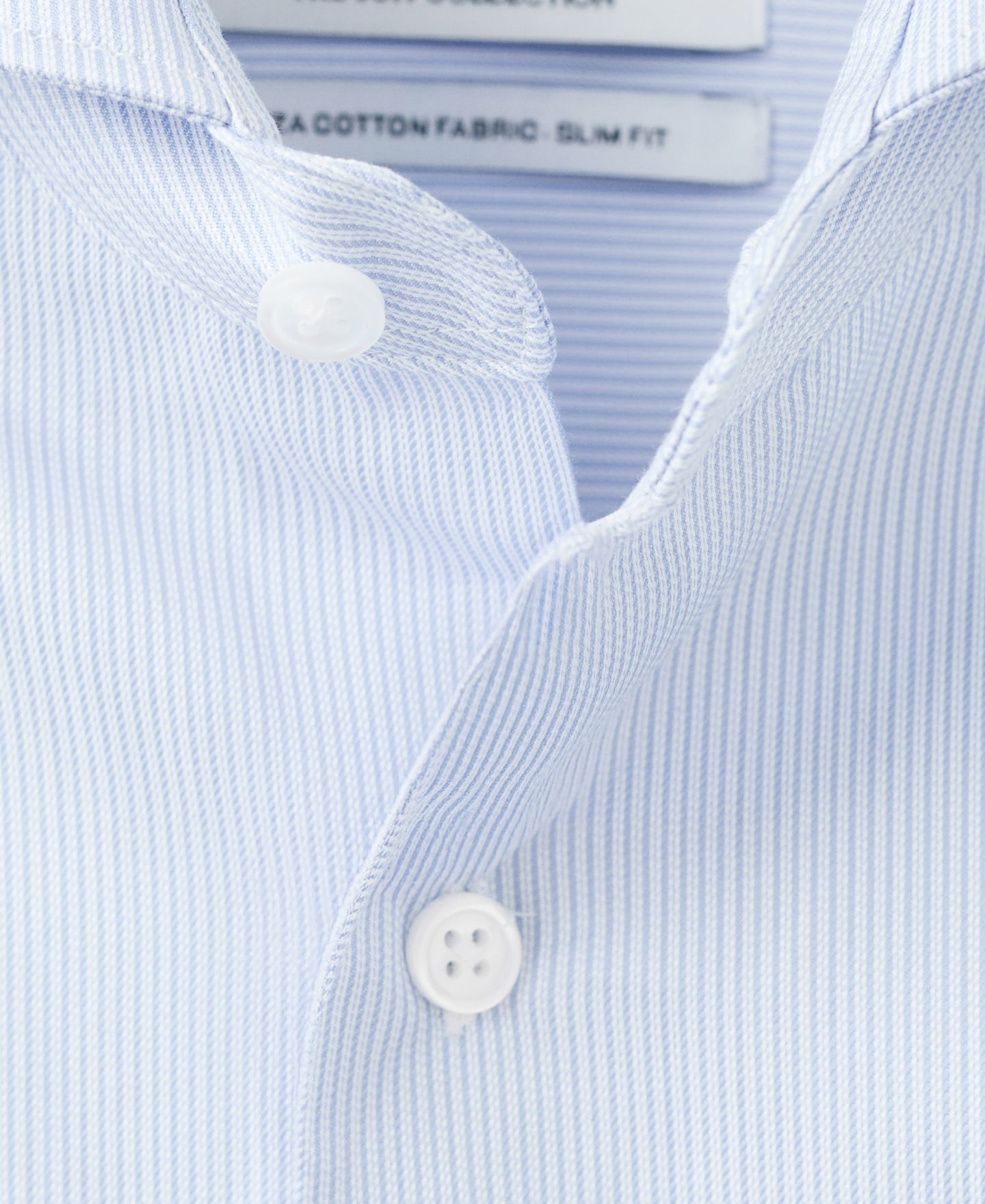 Мужская рубашка Mango Striped-Print Slim-Fit Dress Shirt, цвет: Небесно-голубой — фото 5