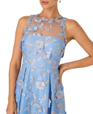 Women's Halter Neck Embroidered Midi Dress