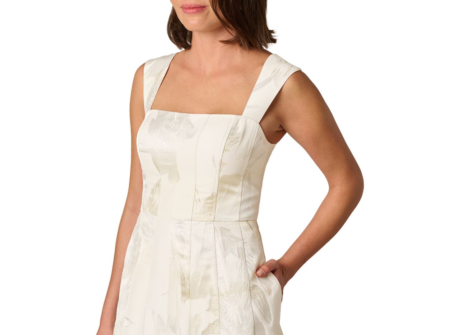 Women's Metallic Square Neck Ball Gown