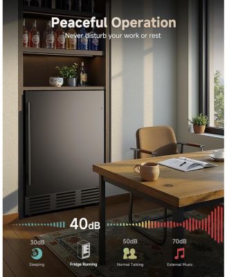 23-in W 180-Can Capacity Black Built-in/Freestanding Indoor Beverage Refrigerator