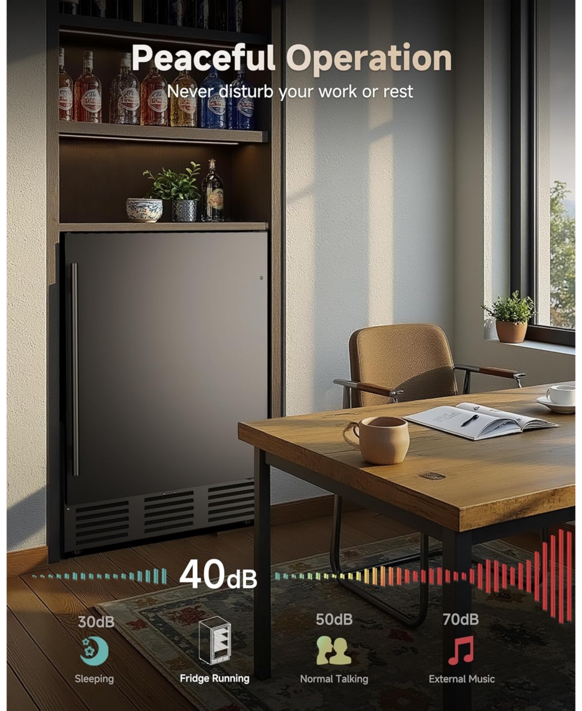 Euhomy 23-in W 180-Can Capacity Black Built-in/Freestanding Indoor Beverage Refrigerator