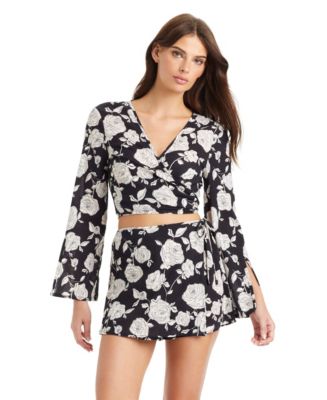 Sanctuary Women's Among Roses Swim Cover-Up Wrap Skort - Macy's