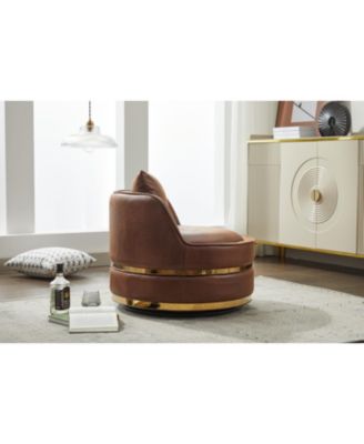 Swivel Faux Leather Barrel Chair, Single Accent Chair for Home/Office