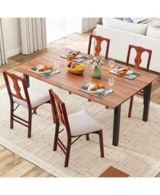 Set of 4 Folding Dining Chairs w/Rubber Wood Frame Soft Padded Seat Cushion