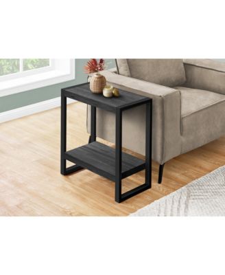 Accent Table, Side, End, Nightstand, Lamp, Living Room, Bedroom, Black Laminate, Black Metal, Industrial