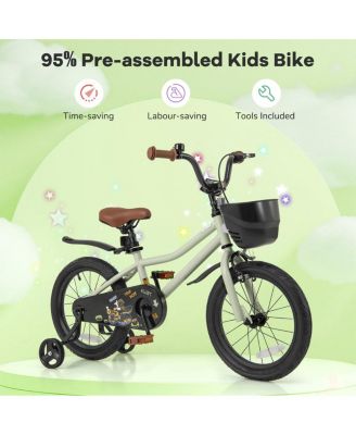 16 Inch Kids Bike Adjustable with Training Wheels for 4-7 Years Old