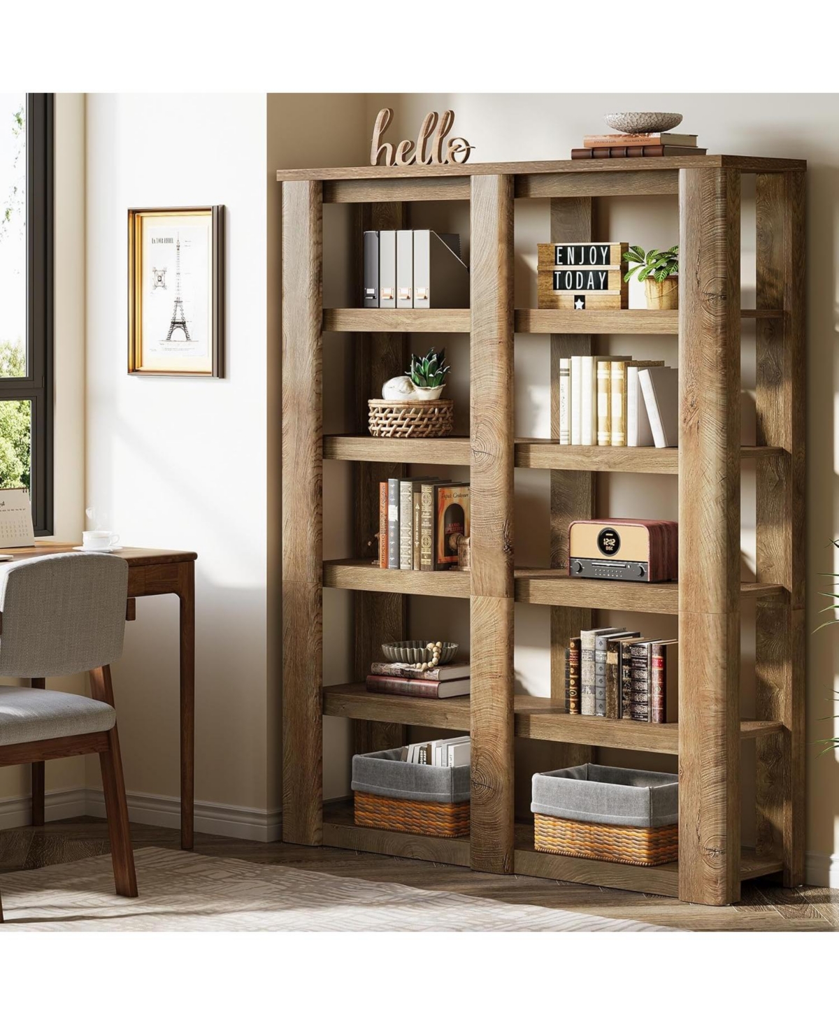 Tribesigns 6-Tier Tall Bookshelf, 71-Inch Farmhouse Bookcase with Storage Shelves, Freestanding Large Open Shelving Unit