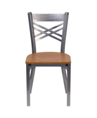 2 Pack Clear Coated "X" Back Metal Restaurant Chair