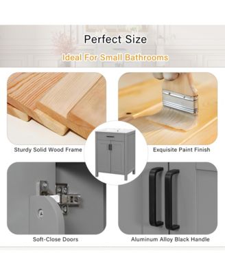 Modern Freestanding  48 in. Bathroom Vanity with Ceramic Sink, Soft-Close Doors, Flip Drawer and Double-Layer Door Shelves