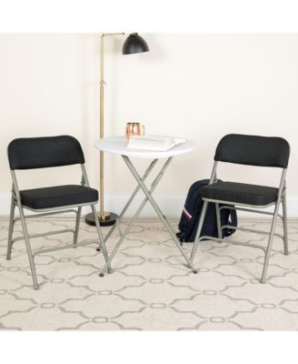2 Pack Premium Curved Triple Braced & Hinged Fabric Upholstered Metal Folding Chair