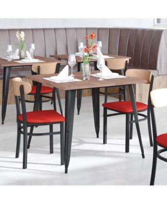 Yara Industrial Dining Chair with Rolled Steel Frame and Solid Wood Seat - 500 lbs. Static Weight Capacity
