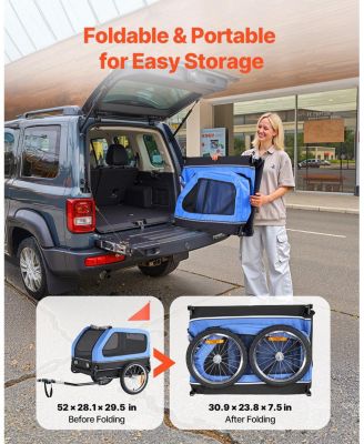 Foldable Pet Bike Trailer with Internal Leash, Holds up to 88 lbs.