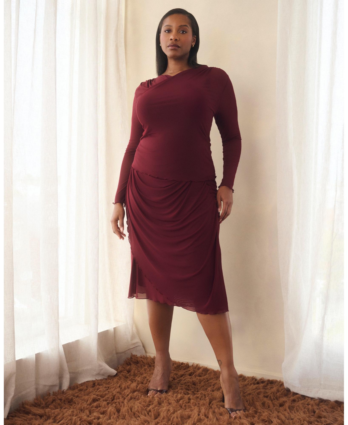 Estelle Plus Size Annalise Mesh Midi Skirt