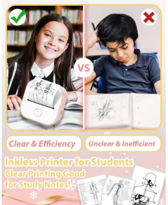 Mini Sticker Printer, Portable Inkless Thermal Printer with Bluetooth