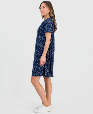 Petite Printed Short-Sleeve T-Shirt Dress