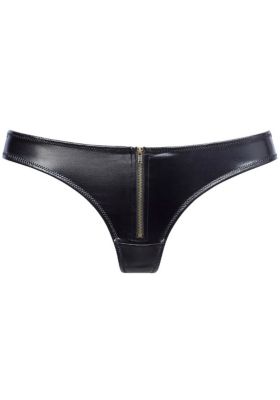 Women's Faux Leather Zip Thong