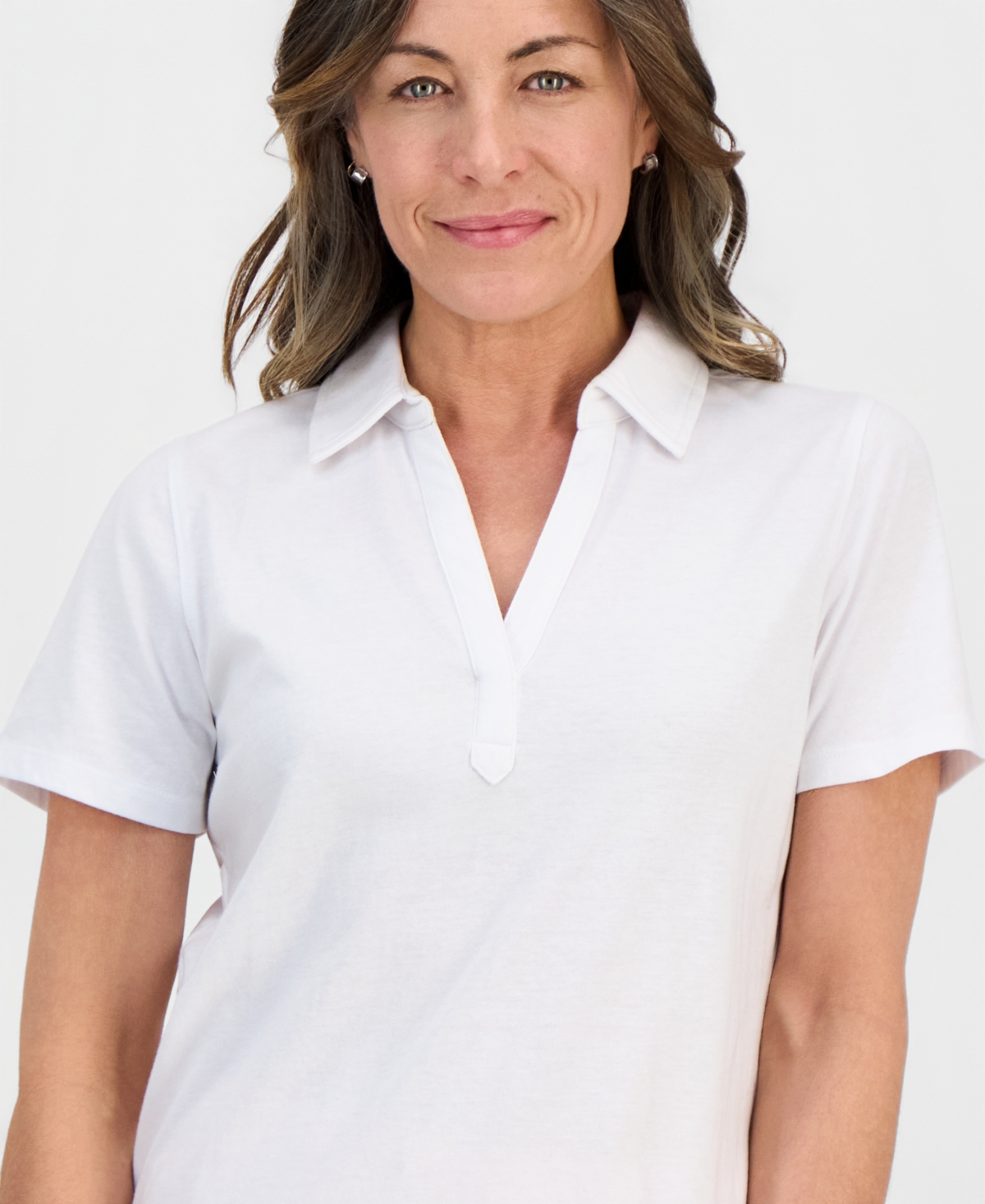 Style & Co Petite Solid Modern Polo Shirt, Macy's Exclusive
