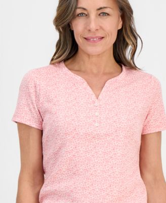 Petite Printed Henley Top