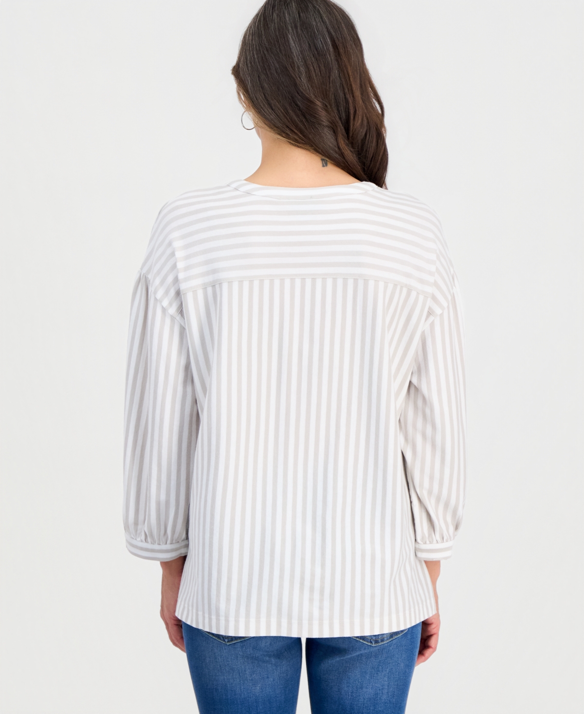 Style & Co Petite 3/4-Puff-Sleeve Knit Top, Macy's Exclusive