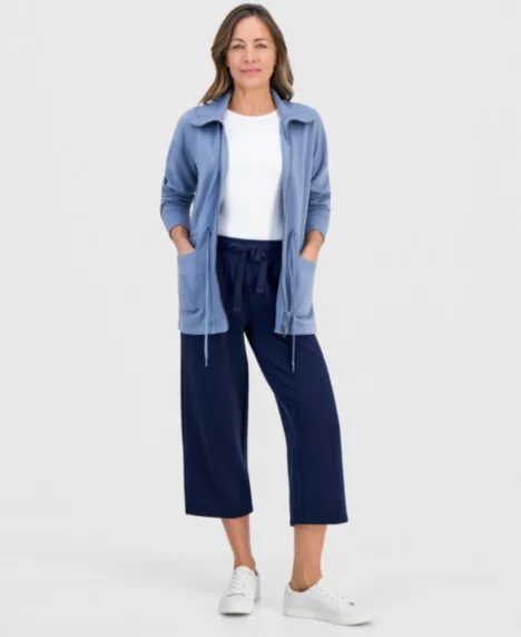 Petite Lux Soft Cropped Wide-Leg Pants - Industrial Blue