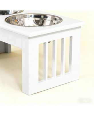 17.3 in. Dog Bowls Pet Food Bowl Stand in White