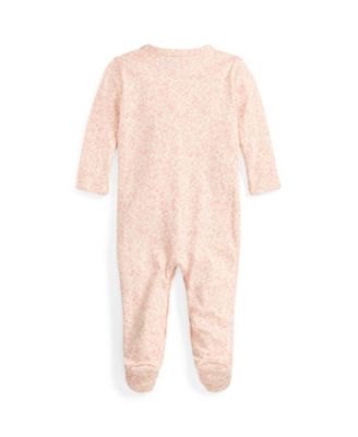 Baby Girls' Strawberry Printed Round Neck Footed Coverall