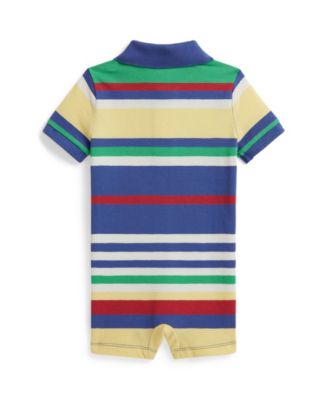 Baby Boys' Striped Polo Collar Shortall
