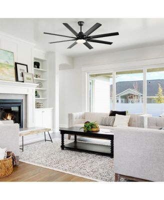 52-inch Modern Exquisite Black 8-Blade Ceiling Fans with Adjustable Led Lights and Intelligent Remote Control