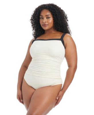 Plus Size Square Neck One-Piece Swimsuit
