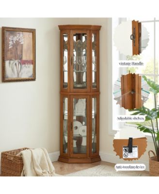 Streamdale Illuminated Glass Display Curio Cabinet with Adjustable Shelves