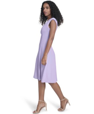 Women's Crepe V-Neck Midi Dress