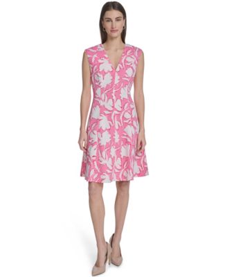 Women's Printed V-Neck Midi Dress