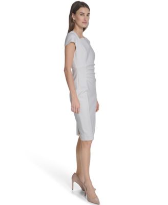 Women's Side Ruched V-Neck Midi Dress