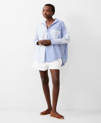 Women's Contrast Striped Button-Down Shirt