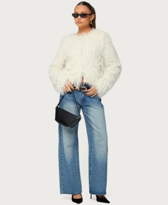 Women's Aleandra Fringed Faux Feather Jacket