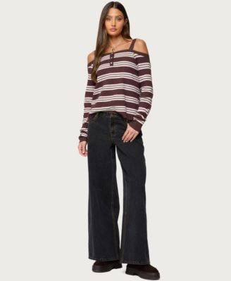 Women's Shyla Off Shoulder Striped Knit Top