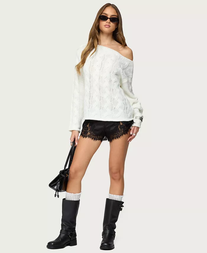 Women's Nellie Off Shoulder Cable Knit Sweater - thumbnail 10