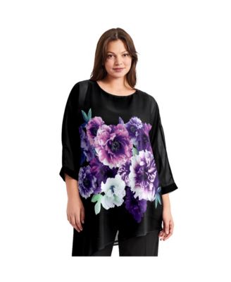 Women's Plus Size Printed Asymmetric Blouse