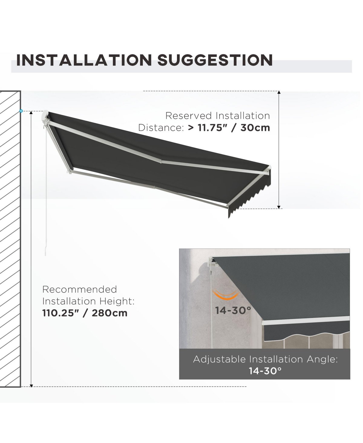 Outsunny 12' x 10' Electric Retractable Awning w/ Remote Controller,