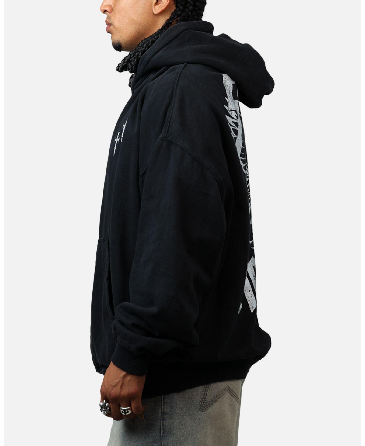 Saint Morta Men's Gothic Distressed Zip Hoodie