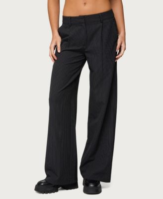 Women's Pinstripe Tailored Straight Leg Pants