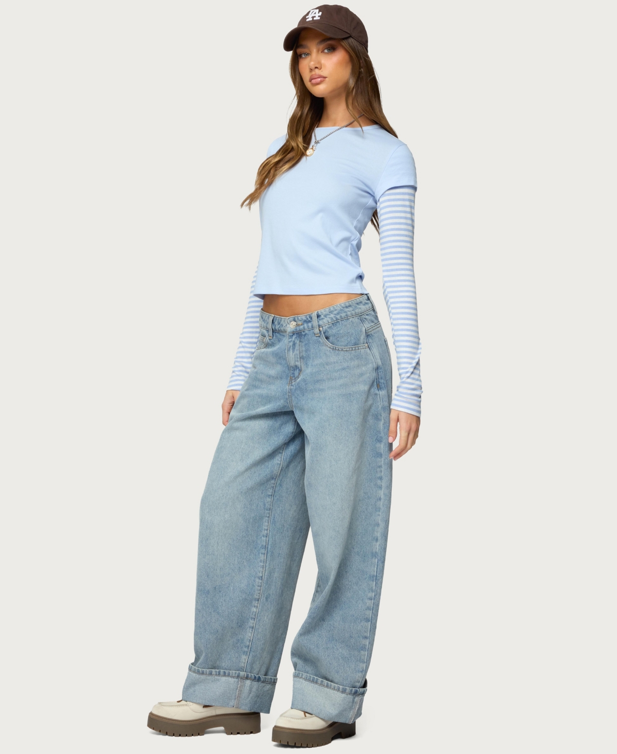 Edikted Womens Stripey Layered Long Sleeve T Shirt