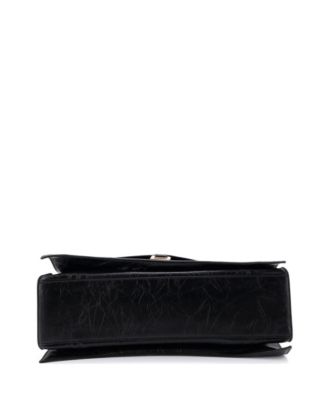 Large Crush Chain Flap Bag Leather